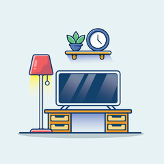 Living Room Design Vector. Vector Living Room Concept White Isolated. Vector Style Suitable for Web Landing Page, Banner, Flyer, StickerFire Silhouette Symbol Vector Icon 