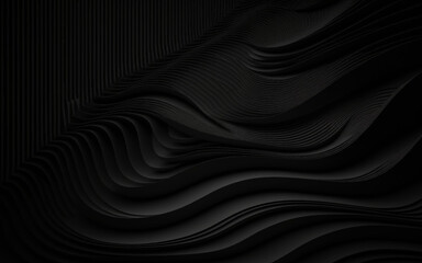 Black wave abstract business tech background. Smooth elegant black satin texture abstract background. Luxurious background design. Elegant black background with flowing lines. Minimal geometric curve.