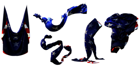 3d render patriotic flying cloth, blue drape stars
