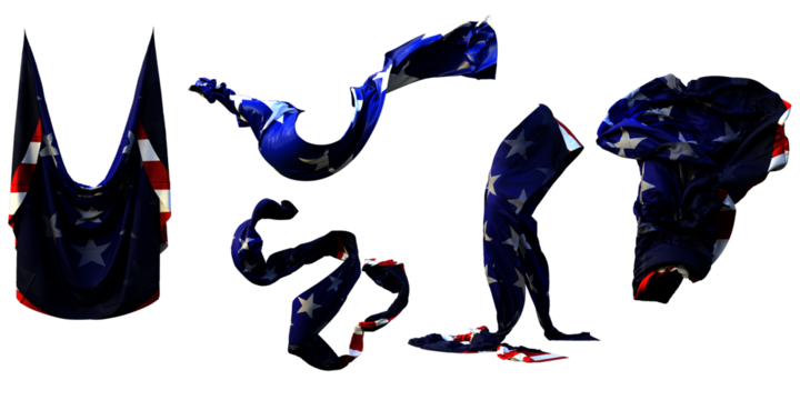 3d render patriotic flying cloth, blue drape stars