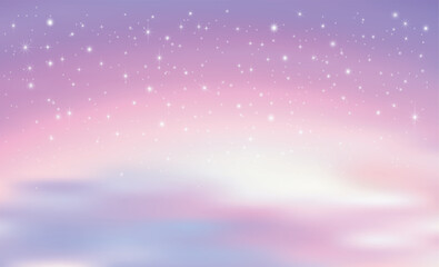 Fantasy magic pink sky in sparkling stars.