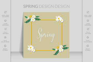 Spring floral frame. Vector illustration for labels, wedding invitation. Spring ornament concept. Hand drawn illustration. Vector layout decorative greeting card or invitation design background.