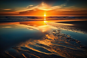 sunset on the beach.Generative Ai