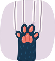 Vector illustration of cat paw scratches the screen