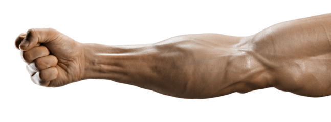 Male fist. Muscular arm of a young man. Man's Hand transparent isolated PNG photo