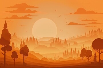 Concept for World Environment Day background of an orange foggy sky. Generative AI