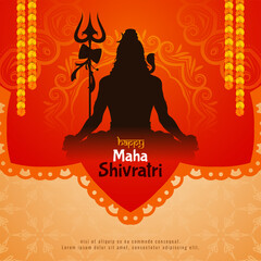 Happy Maha Shivratri lord Shiva worship festival greeting card