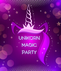 Background with the head of a magical unicorn.