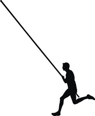black silhouette male athlete in pole vaulting