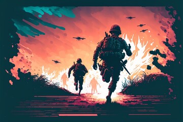 background with war people