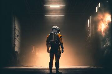 astronaut person in the night
