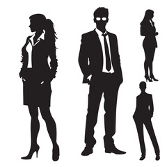 Silhouette of man and woman, Business person. Vector illustration