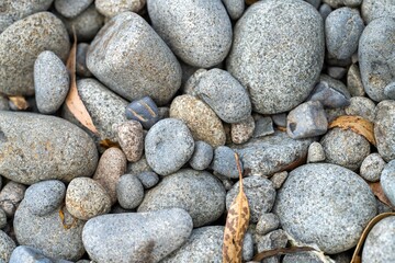 round rocks and pebbles on the beach in australia