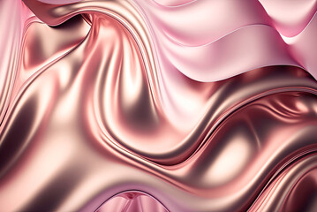 Abstract background with pink liquid metal wavy. Generative AI