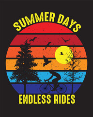 Summer t shirt design with cycling.