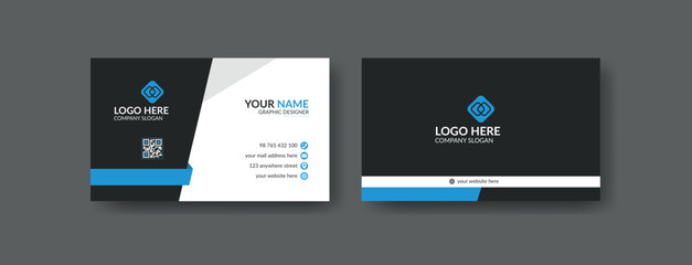 Creative modern blue business card design, Corporate visiting card