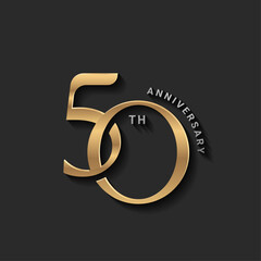 50th anniversary logotype number elegant shiny gold design