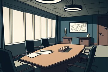 Empty conference room. Generative AI