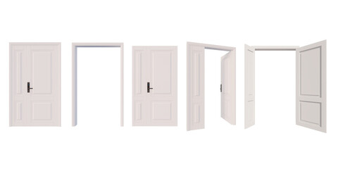 door isolated on white background PNG 3d rendering . light gray door