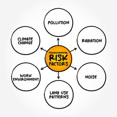 Environmental risk factors mind map text concept for presentations and reports