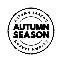 Fototapeta na wymiar Autumn Season - between summer and winter during which temperatures gradually decrease, text concept stamp