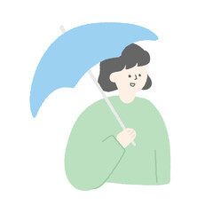 Hand drawn illustration of a woman holding an umbrella.