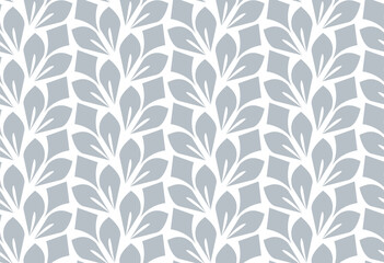Flower geometric pattern. Seamless vector background. White and gray ornament. Ornament for fabric, wallpaper, packaging. Decorative print.