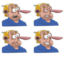 Personnage blond avec diverses expressions et émotions sur le visage