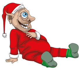 Lutin de no&euml;l assis pour se reposer