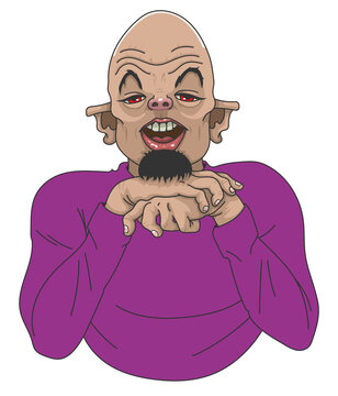 Personnage fourbe et m&eacute;chant portant une barbichette