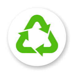 Recycle flat icon. Green sign on white background. Best for print, package, mobile apps, social media and web design.