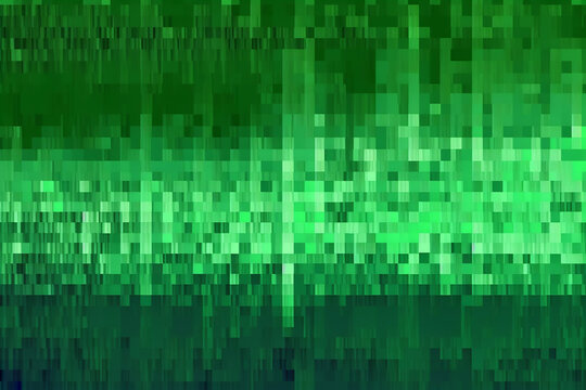 Bright green background with pixilation effect. AI generated image