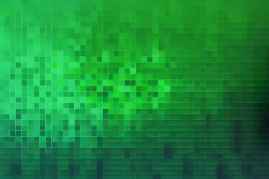 Bright green background with pixilation effect. AI generated image