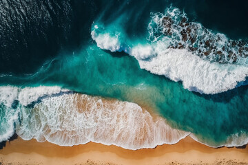top view of beach sea wave on the beach