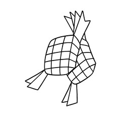 Vector Illustration of Hand drawn Ketupat Doodle art style