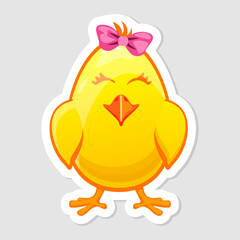 Vector Easter sticker, Easter Chick in egg