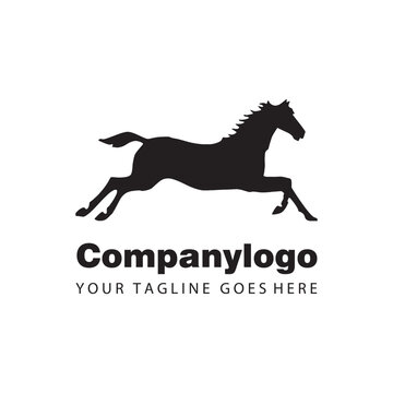 simple black horse for logo company design