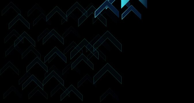 video with neon arrows going up. animation of running arrows on a dark background