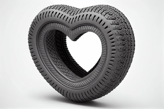 Car tire curved in the shape of a heart Banner for car freaks.