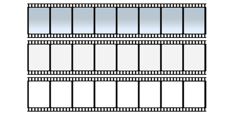 3 leere Filmstreifen  auf transparenten Hintergrund, isoliert