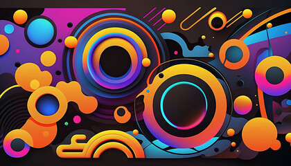 Obraz premium neo retro shapes abstract pattern background new quality universal colorful joyful holiday creative stock image illustration wallpaper design, Generative AI