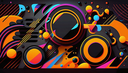 neo retro shapes abstract pattern background new quality universal colorful joyful holiday creative stock image illustration wallpaper design, Generative AI