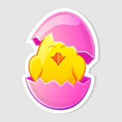 Easter sticker, Easter Chick in pink egg