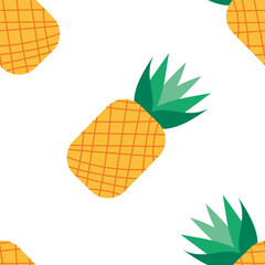 Seamless pattern with Pineapple, great design for any purposes. Flat Vector design. Color vector illustration in cartoon style. Healthy eating. Sweet food. Tropical background.