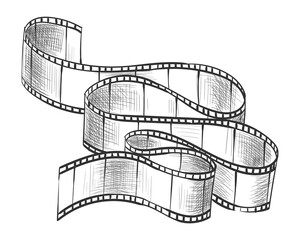 Fototapeta na wymiar Film strip. Empty film strip tape with shaddow for projection, movie and cinema design. monochrome element isolated on white background