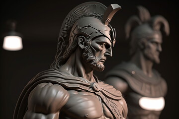 Greek Style Stone Sculpture of a Powerful Ancient Warrior