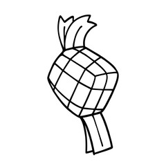 Vector Illustration of Hand drawn Ketupat Doodle art style