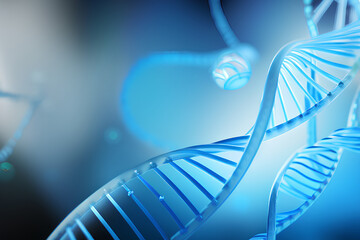 DNA helix on blue - DNA – Nanotechnology – Illustration, digital art.