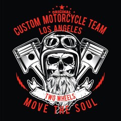 skull of biker in t-shirt style design