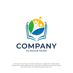 education logo globe book premium vector